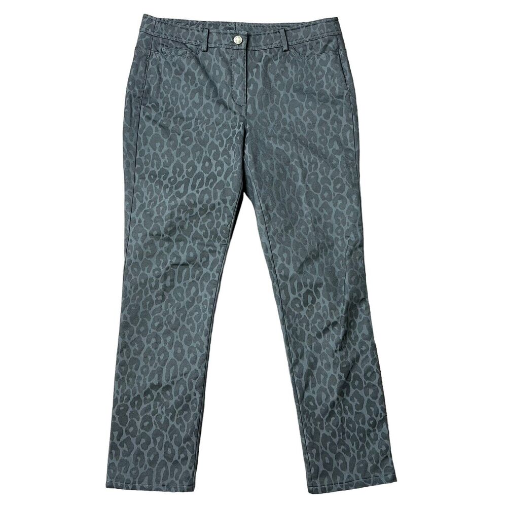 Worth New York Size 6 Pants Slim Straight Ankle Animal Leopard Print Stretch